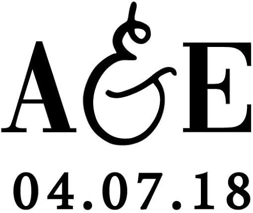 Miniatura 4 de Juego de 2 calcomanías artísticas de vinilo, iniciales y fecha de monograma personalizadas, 2.5 x 3 pulgadas, elegante calcomanía personalizada para