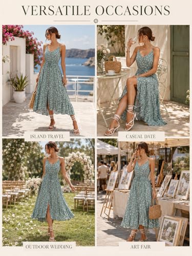 Image of BROVAVE Women's 2026 Summer Casual Boho Sundress Spaghetti Strap Midi Dress
