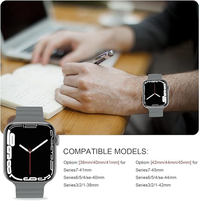 Image of Silicone Magnetic Band Compatible with Apple Watch 38mm 40mm 41mm 42mm 44mm 45mm 46mm 49mm Replacement Strap for iWatch Series 10 9 8 7 6 5 4 3 2 1 SE Ultra (Watch Not Included)