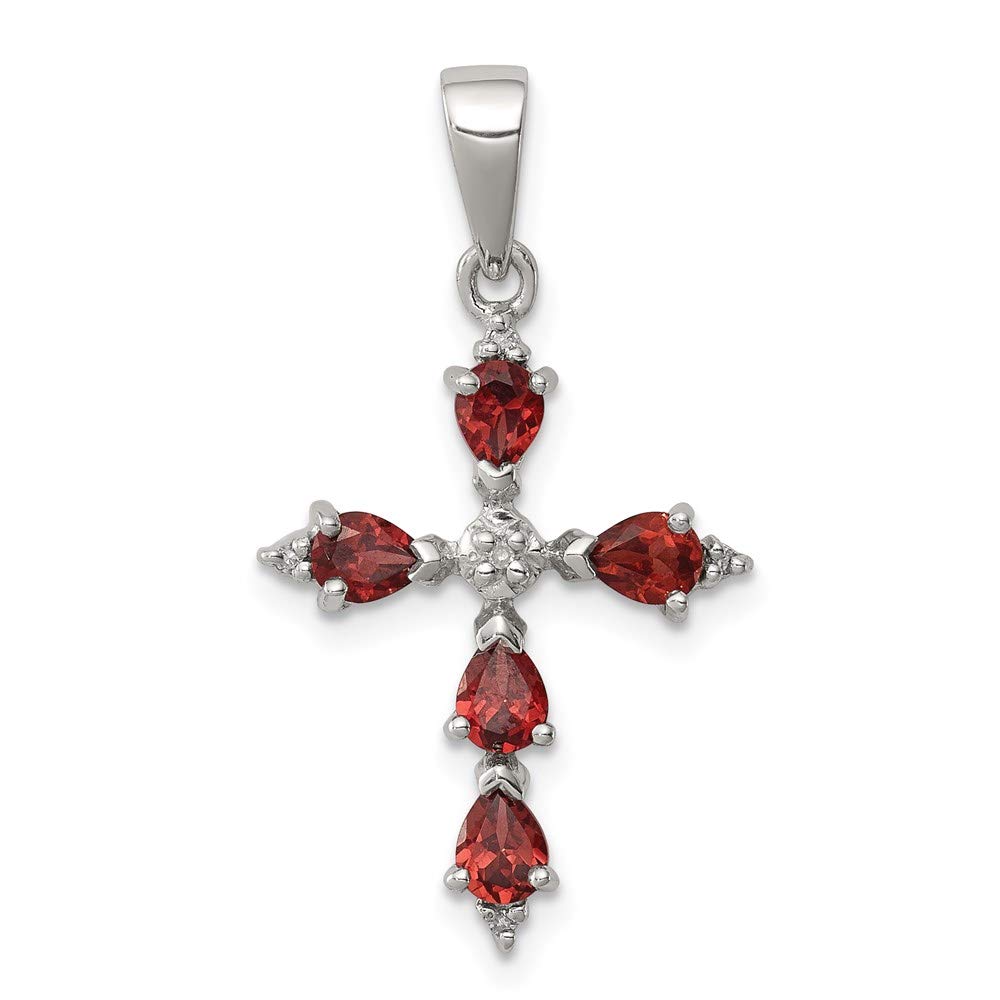 ICE CARATS 925 Sterling Silver Pear Red Garnet Cross Religious Pendant Charm Necklace Gemstone Fine Jewelry Gifts For Women