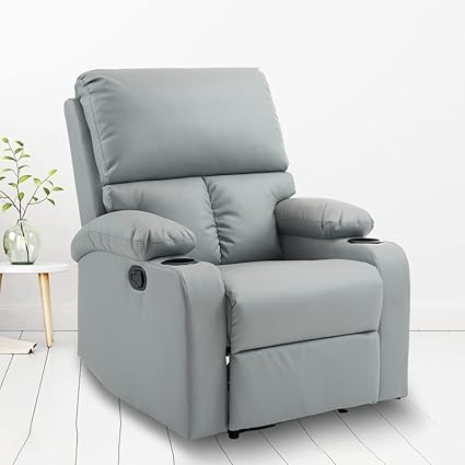 USHA SHRIRAM PU Recliner Sofa | Manual Recliner | Extra Comfortable | Recliner Sofa 1 Seater | Recliner Chair | Single Seater Sofa Chair | Rocking Recliner Chair | Relaxing Sofa Chair | Grey