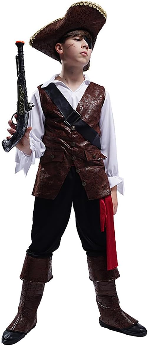 PGOND Boys Deluxe Pirate Costume with Hat Party Costume - Image 4
