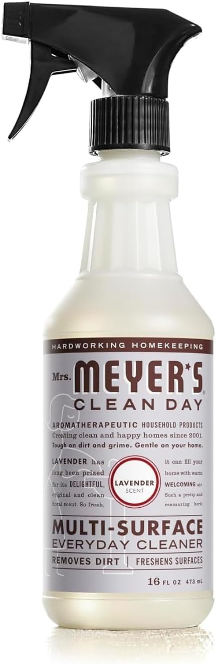 Mrs. MEYER'S CLEAN DAY Kitchen Set, Room Freshener, Multi-Surface Cleaner, Dish Soap and Foaming Hand Soap, 4 CT (Lavender)