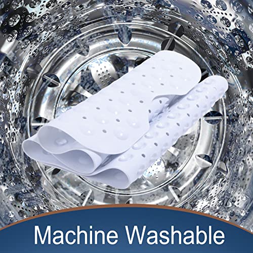 Yimobra Original Bathtub Mat Non Slip, Extra Long Bath Mat for Tub with Big Suction Cups and Drain Holes, Machine Washable Tub Shower Mats for Bathroom 16 x 40 Inches, Phthalate Latex Free, White