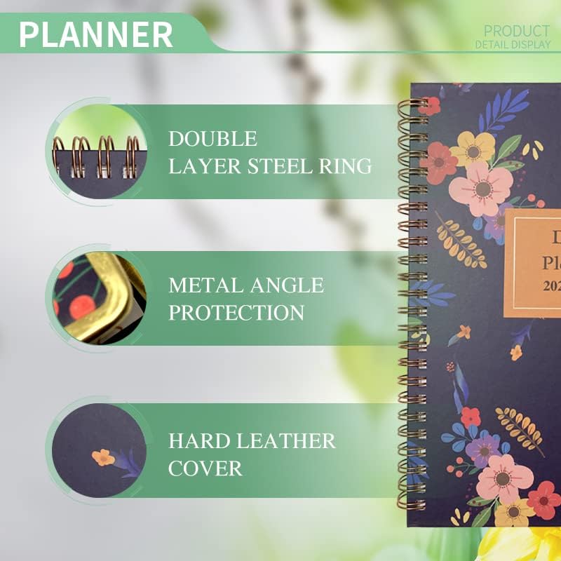 Miniatura 7 de Prosexcellent Planificador diario de tapa dura de 8.46 x 6.18 pulgadas (A5) pulgadas, planificador semanal y mensual de trabajo y vida para lograr