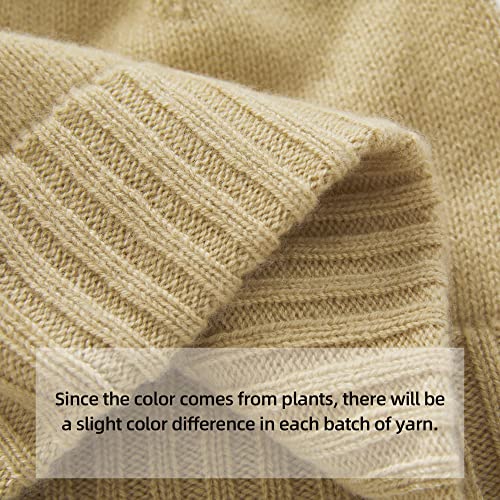 Greenmount Women's Beanie Hat 100% Cashmere Knit Soft Warm Winter Beanie For Women Ski Hats Plant Dyeing Khaki #TOP1