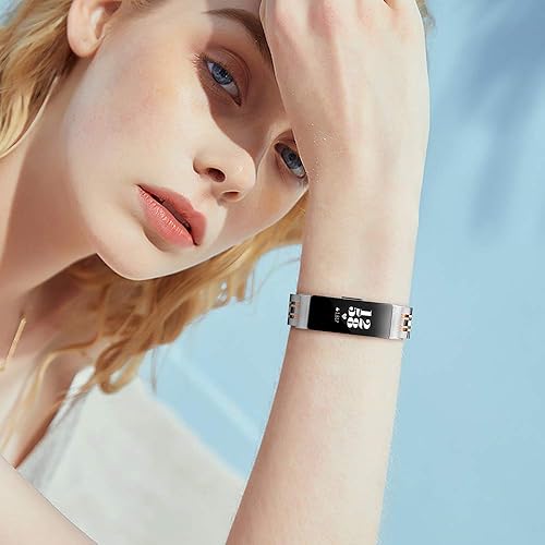 Miniatura 6 de SHANGPULE Compatible con Fitbit Inspire HRInspire 2Inspire Bands, correa de repuesto de metal de acero inoxidable para Fitbit Inspire para mujeres y