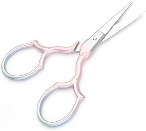 Miniatura 3 de Tijeras de bordado, tijeras de coser afiladas de acero inoxidable para manualidades, trabajos de arte, costura, punto de cruz (rosa, 3.7 pulgadas)