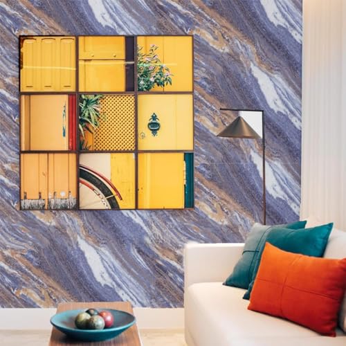 Image of Self Adhesive Marble Wallpaper Kitchen Oil Proof & Waterproof Wallpaper for Cabinet Makeover, Almirah, Plastic & Tabletop, Wardrobe (60x200cm) (New Purple Brown)