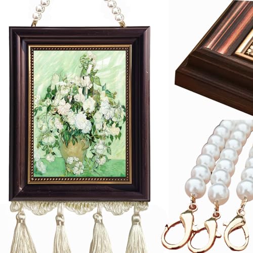 Famous Vintage Van Gogh White Roses in Vase Framed Wall Hanging 7x9 Inch