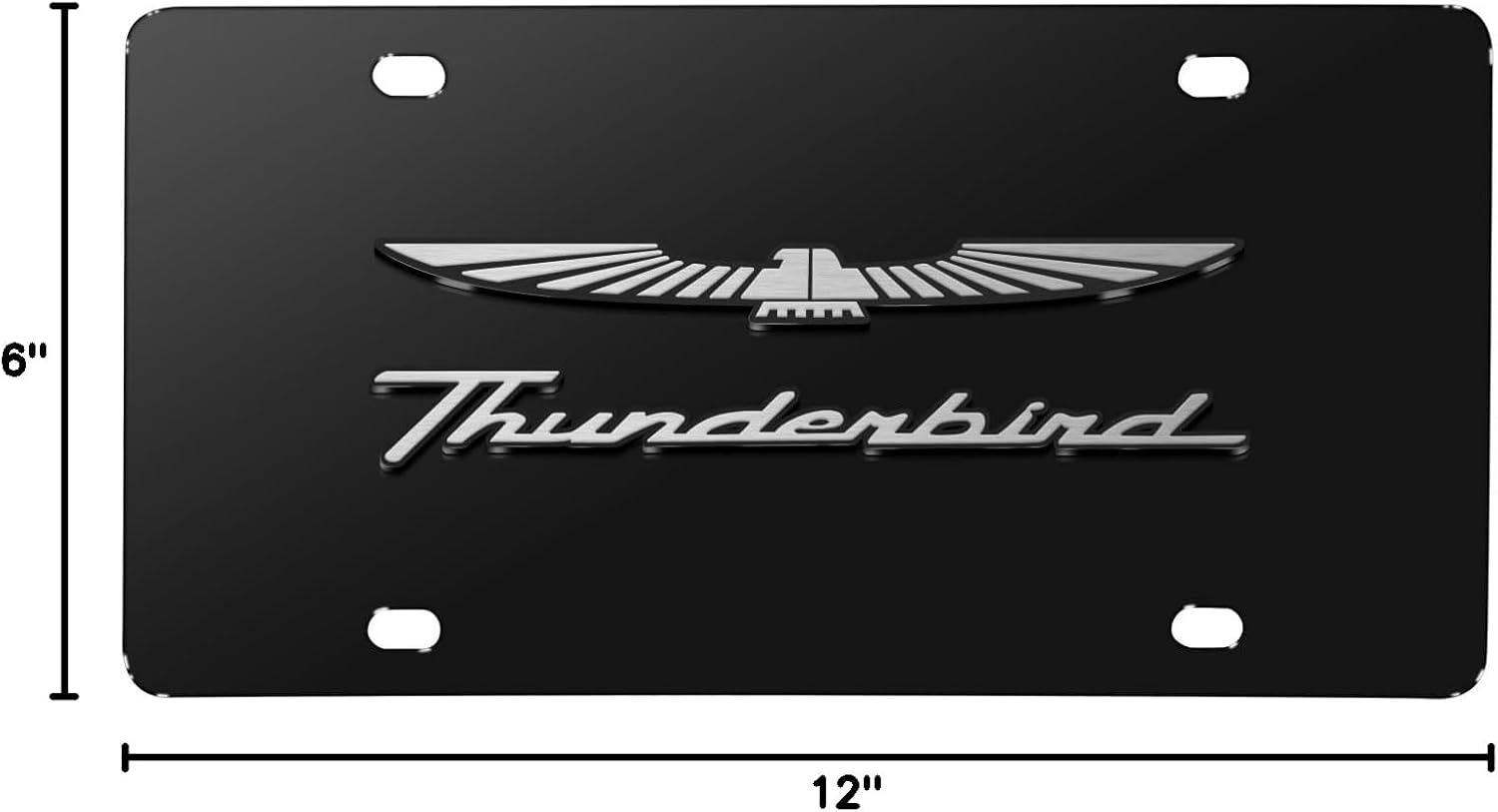 iPick Image for Ford Thunderbird 3D Dual Logo Black Stainless Steel License Plate - Official Licensed