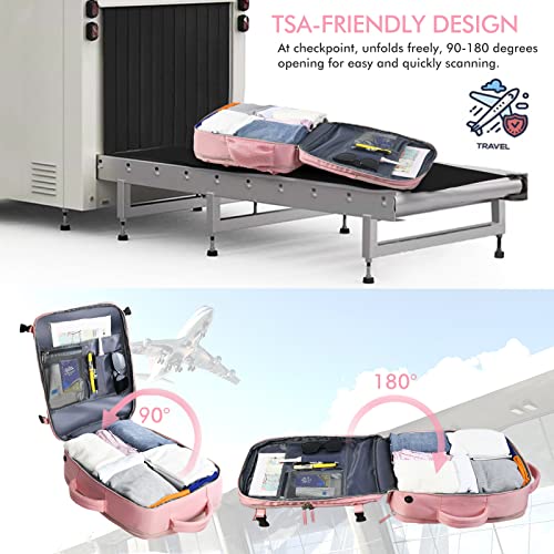 Beraliy Large Travel Backpack For Women, Airline Approved Carry On 17.3'' Laptop Backpack, Waterproof Durable Outdoor Daypack Personal Item Bag For College School Weekender Business Hiking, Pink #TOP1