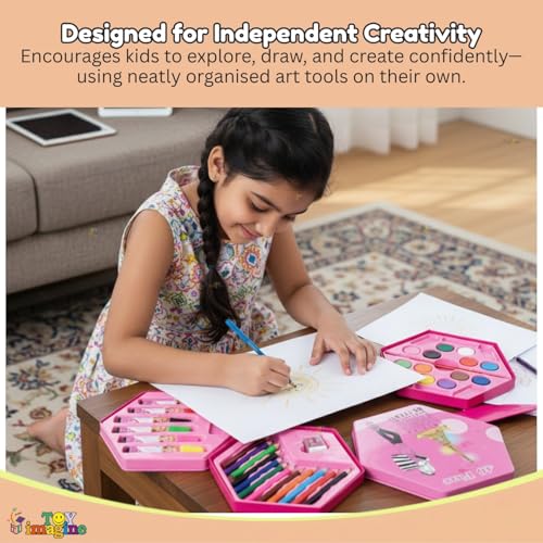 Image of Toy Imagine 46 Pcs Colour Set for Kids | Complete Drawing & Colouring Kit with Crayons, Colour Pencils, Sketch Pens & Water Colours | Art & Craft Set for Boys & Girls 3-12 Years