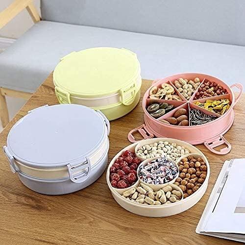 Caja de frutas secas Nueces Contenedor de almacenamiento de dulces Placas Bandeja de frutas secas de dos pisos con caja de dulces con tapa Sala de estar Snack Home Nuts Caja de semillas de melón Plato