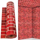 Rollo de mantel de pared de ladrillo rojo de 52 pulgadas x 100 pies con cortador deslizante, envoltura de ladrillos, rollo de mantel para invierno, Halloween, Navidad, eventos, banquetes familiares y