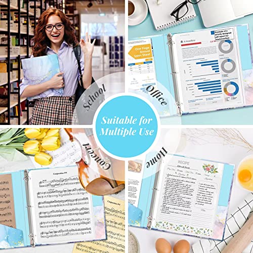 3 Ring Binder 2 Pack, Decorative Cute Three Ring Binder With 1 Inch Round Ring For Letter Size Paper, Hardcover Binder Organizer For School, Office And Home (Blue Marble) #TOP4