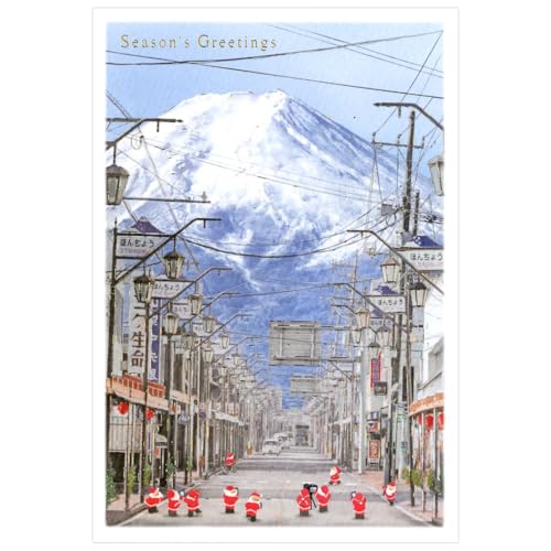 クリスマスカード 和風・海外向け 和風ミニサンタカード SJ-81 富士みち グリーティングライフ Christmas card グリーティングカード 世界の医療団支援活動カード