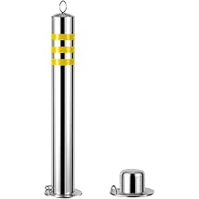 Parking Post, Removable Bollard Safety Bollard Barrier Traffic Pole, with Reflective Strips and Hanging Ring, Driveway Barrier, for Traffic Sensitive7.6 * 60cm/3 * 23.6in