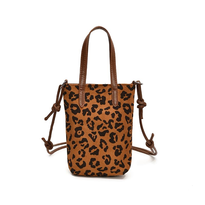 LYEAA Mujeres de gamuza Crossbody Bag de leopardo Bolso de hombro ajustable bolso de mueca de mierda para viajar por trabajo (caqui)