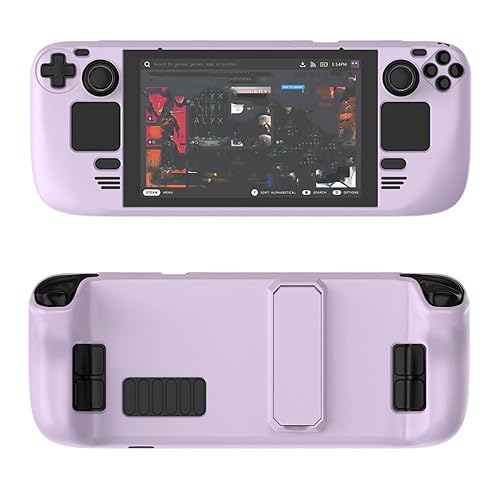 Colorful Protective Case Suitable for Steam deck PC Material Full Cover Protective Case with Stand Skin-friendly Feel Game Console Accessories (light purple) - Light Purple