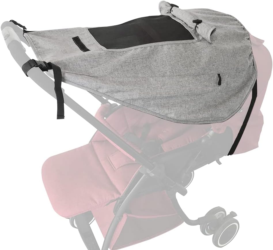 Pram Sunshade Sun Cover, Sun Shade Stroller for Baby, Universal Waterproof Stroller Sunshade Cover Anti-UV with Viewing Window for Stroller(Grey)