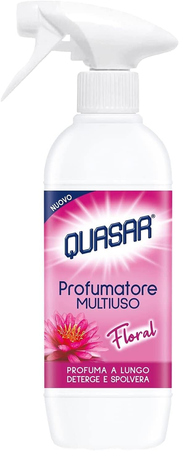 4x Quasar Lufterfrischer Profumatore Multiuso Floreal/Mehrzweck-Lufterfrischer/Langanhaltender Duft, reinigt und entstaubt Raumsprays 500ml + Beni Culinari Kostenloser Schlüsselanhänger