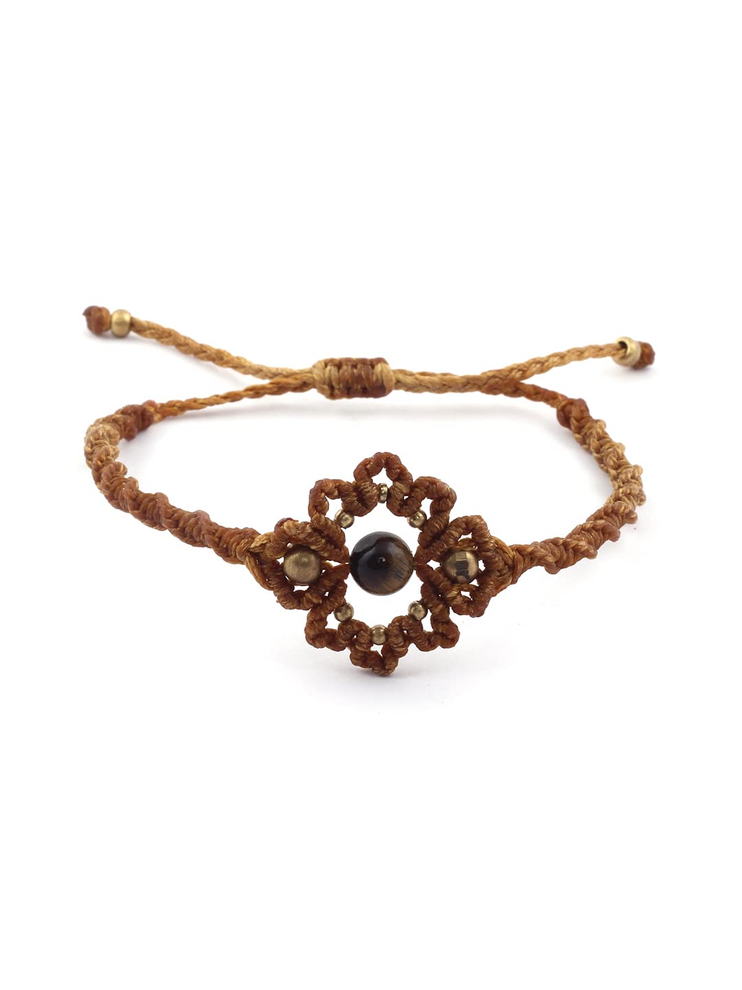 Natural Gemstone Tiger Eye Anklet for Girls & Women | Designer Bohemian Style Tiger Eye Adjustable Ankle Bracelet for Girls & Women-image-4