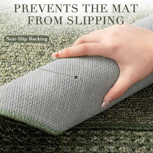 hicorfe Indoor Door Mat,24"x35"Non Slip Absorbent Front Doormat,Mud Trapper Washable Inside Entryway Rug,Low-Profile Floor Mats Rubber Backing Welcome Entrance Rug,Green by hicorfe - Image 4