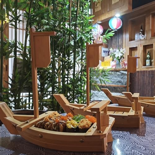 Bamboo Sushi Plate - Elegant Seafood Presentation Boat for Restaurants & Home Décor, Ideal for Sushi, Appetizers & Creative Food Display