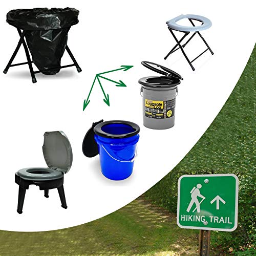Trail Essentials Toilet Liners; Hygienic, Leak-Proof, Odor Free, Compatible with Camping Commodes and Portable Toilets, Black Opaque Color– Roll of Liners in Convenient Carry Case (25 Liners)