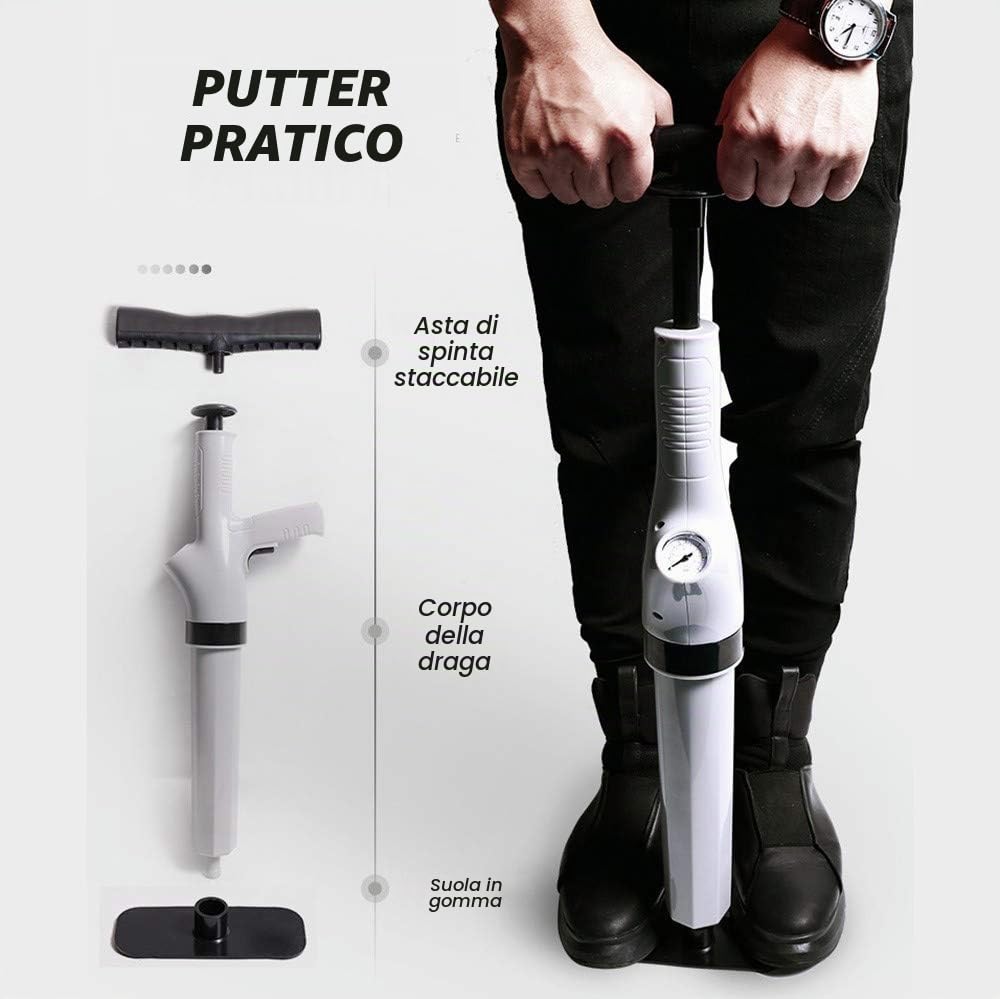 Sturalavandino Ad Aria Compressa, Pistone A Alta Pressione Draga/Drenatore Scarico Pulitore Pompa, per WC, Lavello, Pavimento, Lavabo, Bagno