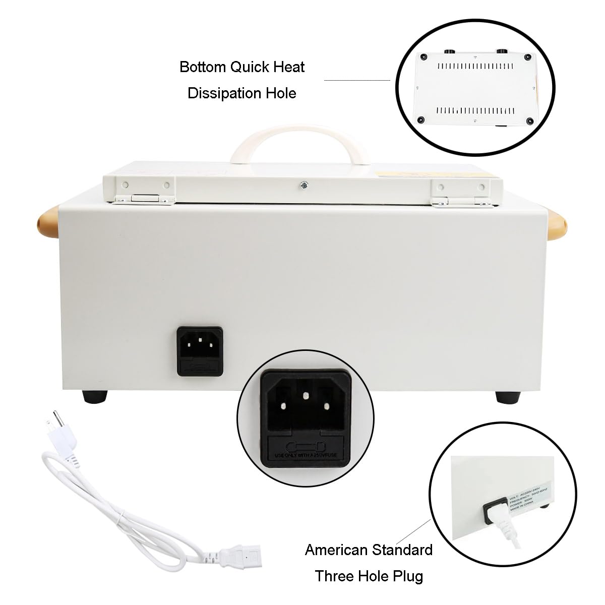 Caja de limpieza de herramientas de metal de alta temperatura, 50.0 °C a 220.0 °C, gabinete de limpieza de calor seco de 2 litros con temporizador de bandeja de acero inoxidable y mango para