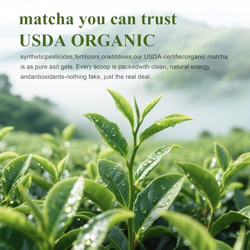 (226g /0.5lbs) Premium Culinary Grade, USDA-Certified Organic Matcha, 100% Pure Green Tea Powder, Perfect for Lattes, Smoothies, Desserts and Baking, Sugar Free, Gluten Free