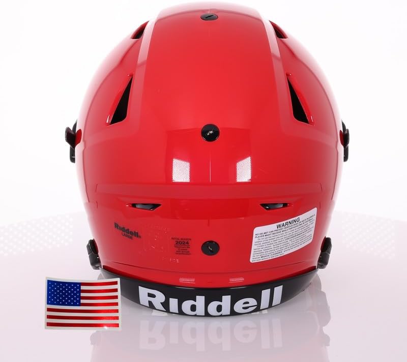 2025 Riddell SpeedFlex Adult w/Scarlet SF-2BD Facemask + US Helmet Flag Decal - Green Gridiron