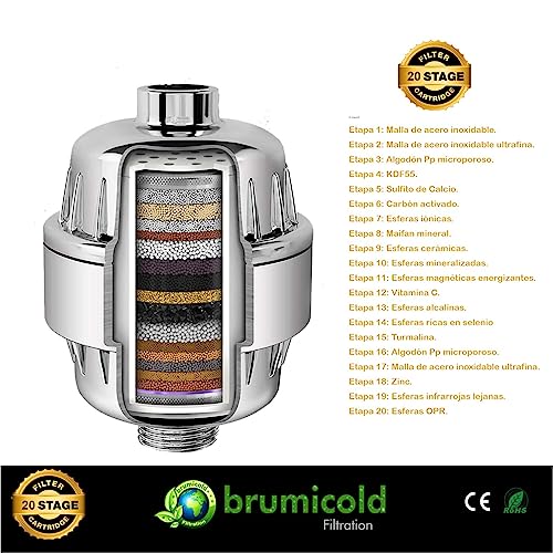 Miniatura 5 de Brumicold Pack Ahorro 3 Filtro Ducha Recambio Cartucho 20 Etapas, Compatible Con Los Filtros De 6,8,10,12,15,18 Etapas Vitamina C, Ideal Para Piles Atópicas, Reduce Incrustaciones