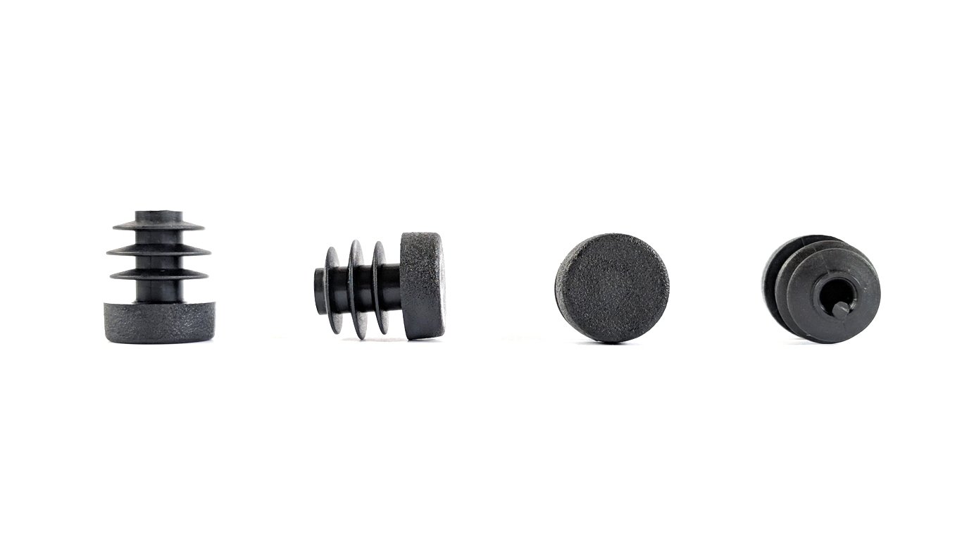 Keay Vital Parts Black Round Ribbed Plastic Insert Plugs End Caps (14Mm-See Second Image For Dimensions, Pack Of 12) Made In Germany.