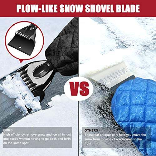 Raniaco Today Sale! Ice Scraper Mitt for Car Windshield,NO Cold Warm Snow Scraper with Glove,22\"/56CM Long Extendable Handle for Truck SUV