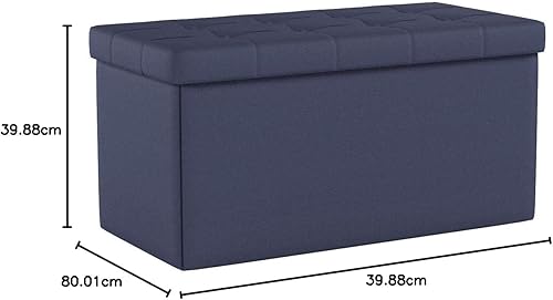 Miniatura 57 de Seville Classics Reposapiés otomano de tela acolchada, asiento acolchado para dormitorio, dormitorio, loft, sala de estar, entrada, pasillo, Azul