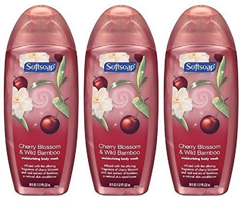 Softsoap Moisturizing Body Wash - Cherry Blossom & Wild Bamboo - Net Wt. 18 FL OZ (532 mL) Each - Pack of 3 (Discontinued By Manufacturer)
