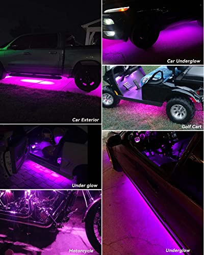 Image of Car Led Strip Lights 24 inch Connectable 12V Led Light Strip for Cars Golf Cart Boat Marine Motorcycle Interior & Exterior Waterproof Strip Pink, 4Pack