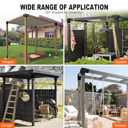 Image of 3-Way Pergola Brackets Kit, DIY Right Corner Woodwork Brackets for 4 inch x 4 inch (Actual:3.5 inch x 3.5 inch) Lumber for Patio Pergolas, Gazebos, Log Cabin W /Hardware (2 Pack)