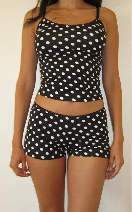 Faretumiya Women Polka Dot Pajama Set Cami Crop Top Shorts Summer Pj Outfits Y2k Pjs Sleepwear Lounge Set2