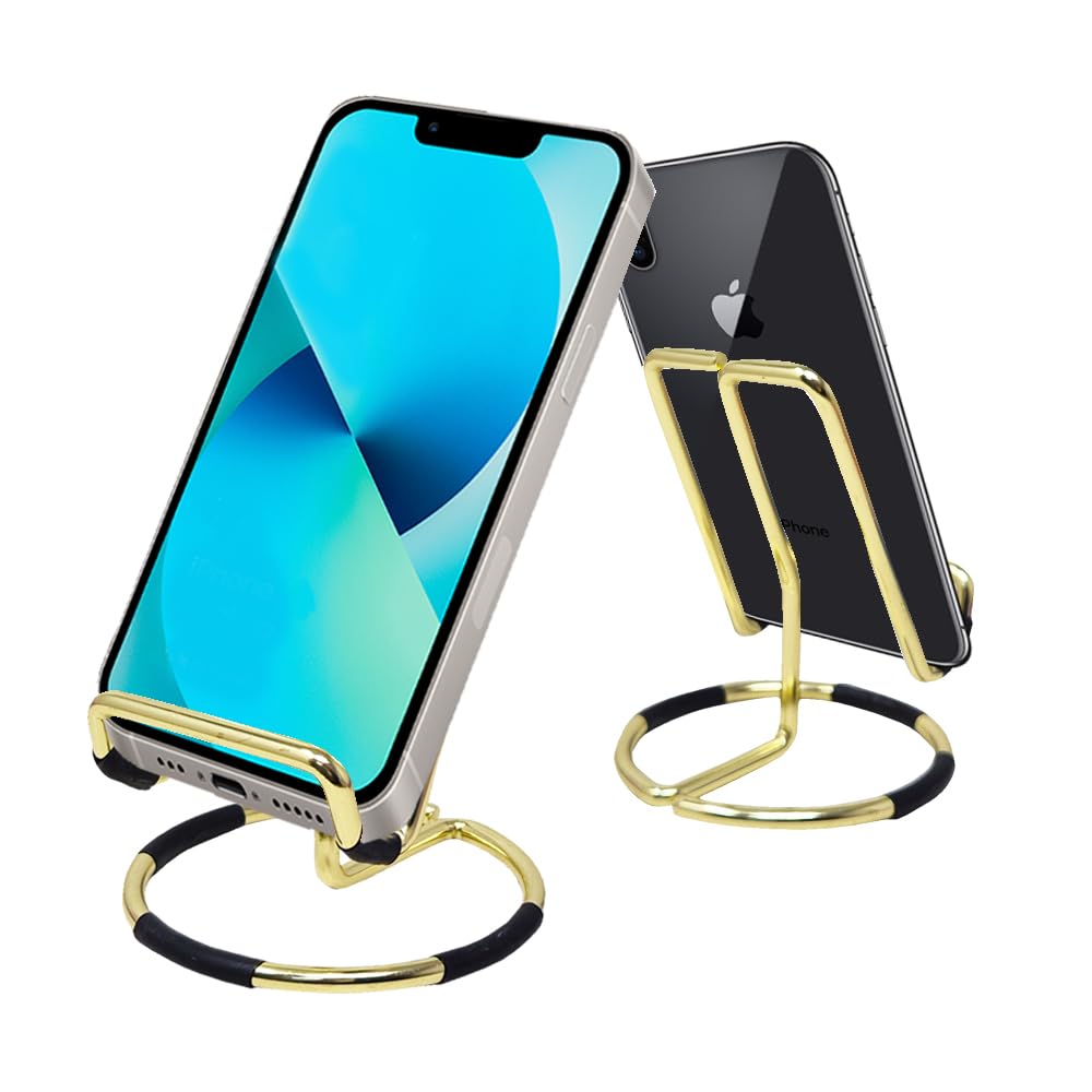 Cell Phone Stand for Desk, Cute Metal Gold Cell Phone Stand Holder Desk Accessories, Compatible with All Mobile Phones, iPhone, Switch, iPad-image-32