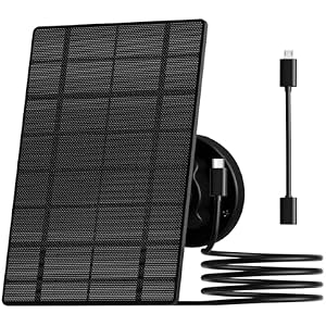 ZUMIMALL 3W Solar Panel for Outdoor Camera Wireless Camera,X2/X1/F5, IP66 Waterproof Solar Panel with 10Ft Type C Charge Cable, Power Supply for Security Camera（Type C Port） Black-3W