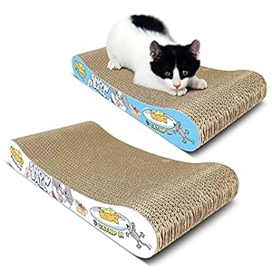 TTCAT Cat Scratching Pad, 2 Pack Corrugated Cat Scratcher Cardboard, Bone Type Durable Cat Scratching Board Reversible for Furniture Protection.