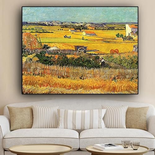 Récolte à La Crau de Van Gogh reproduction sur toile haut de gamme