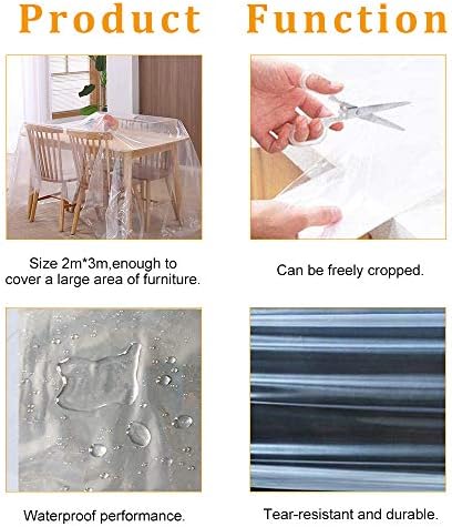 2 PCS Clear Thicker Couch Cover for Pets, Furniture Cover Plastic Storage Bag Heavy Duty Cat Scratch Sofa Cover for Protection Against Cat Dog Clawing, Waterproof Plastic Couch Cover for Moving