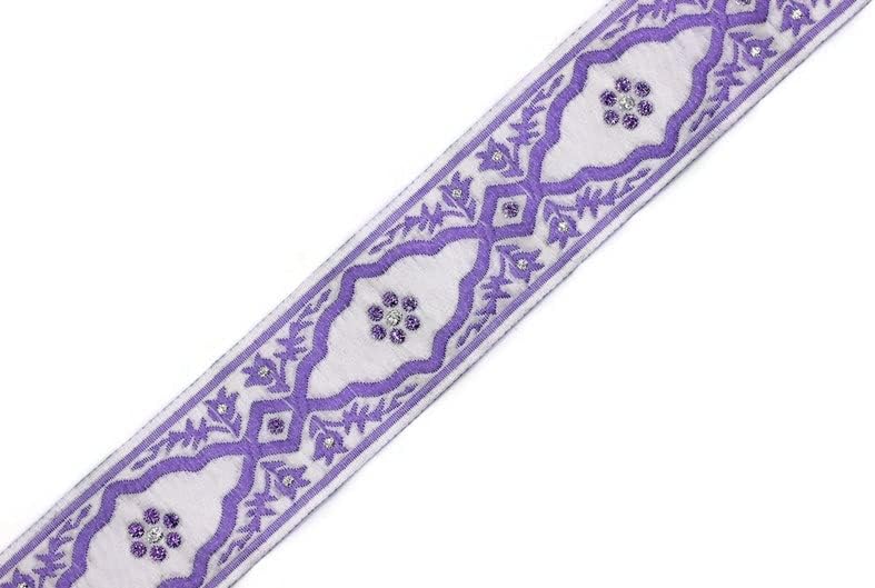 11 Yard Spool 1.37 inches Purple Andalusia Jacquard Ribbon Upholstery Fabric Woven Dekorband Trim Drapery Making