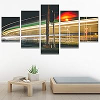SIGNWIN 5 Panel Canvas Wall Art Light Exposure for Home Decorations Ready to Hang - 60