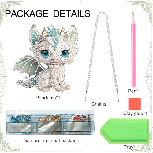 Image of AiYuanzsh Diamond Painting Hanging Sign Set Diamond Art Hanging Wall Art Cute White Dragon DIY 5D Crystal Rhinestone Pendant Kits for Christmas Wall Door Window Decorations